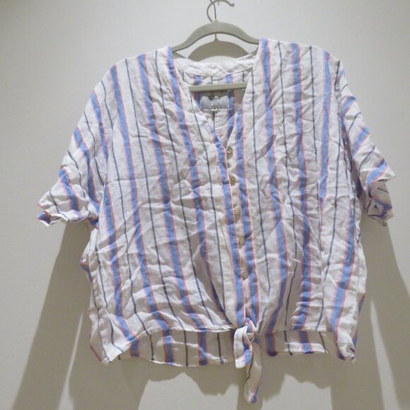 RAILS Thea Top in Tahiti Stripe Linen Blend Oversized Gauzy Boho Beachy - Size M - Picture 8 of 13